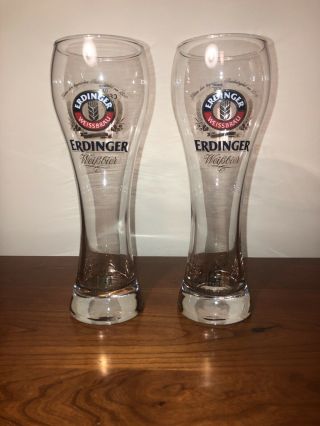 Two (2) Erdinger Weissbrau Weibbier.  5l 10 " Tall German Beer Glasses