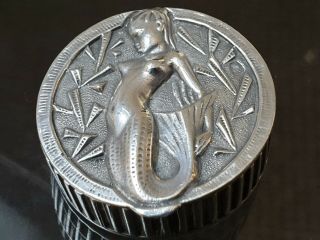 Magnificent African Mermaid Solid Silver French Art Nouveau Pill Box Mecure Head