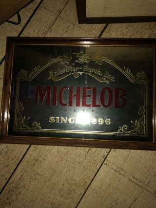 Vintage Mirror Beer Sign Michelob 26x18 Anheuser - Busch