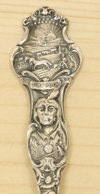 Sterling Silver State Of Kansas Souvenir Spoon 46 - 28