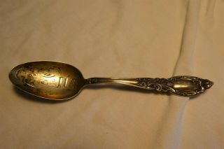 Antique Genoa,  Nebraska 5 " Sterling Silver Souvenir Spoon - Baker Manchester