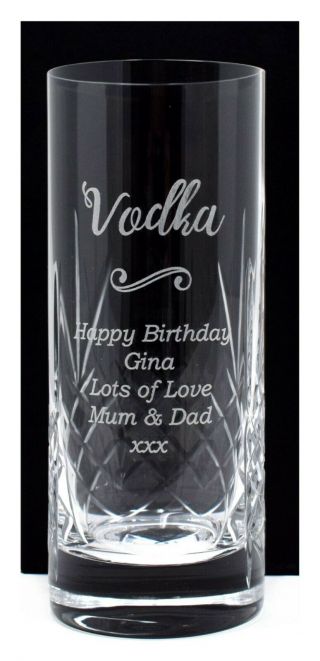 Personalised Vodka Crystal Highball Glass Gift 50th/60th/65th/70th/birthday/mum