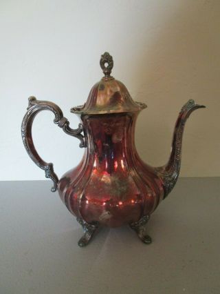Vintage Epca Lancaster Rose By Poole 400 Silver Plate Large Footed Coffee Pot