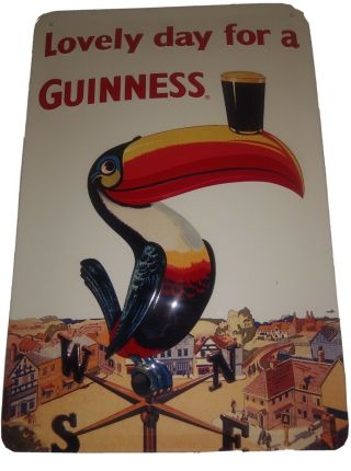 Guinness Lovely Day For A Guinness Advertising Embossed Metal Sign Toucan Tucan
