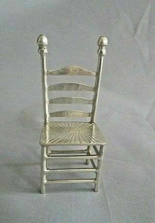 Sterling Silver 925 Miniature Ladder Back Dining Chair Circa 1900