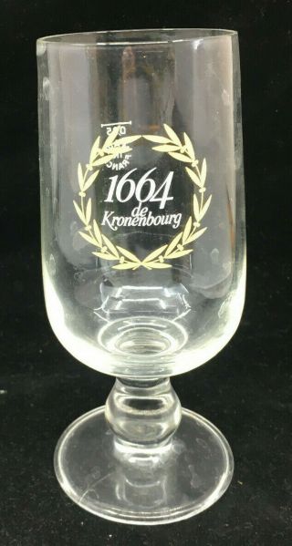 1664 De Kronenbourg France Made In French Pedestal Beer Glass Clear Mug Cup,  25