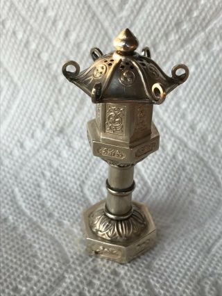 Vintage Japanese Sterling Silver Pagoda Salt Shaker