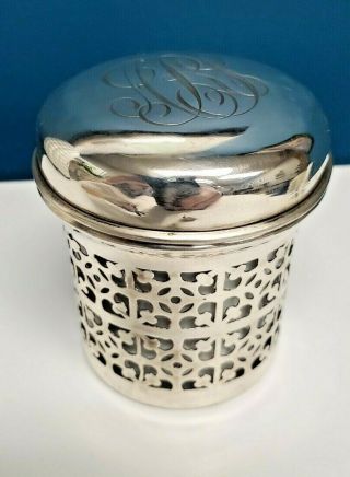 Antique Uk Art Deco Solid Sterling Silver Jar With Lid & Milk Glass Liner Vanity