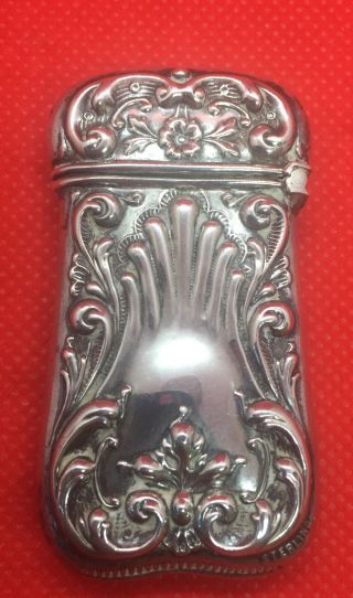 Antique Art Nouveau Sterling Silver Match Safe Vesta Spring Hinged 2