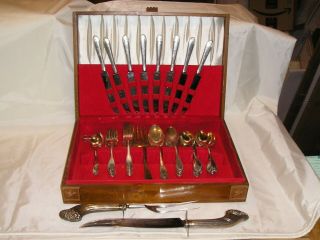 1847 Rogers Bros Lovelace Silverplate Set (39 Pc),  Case,  And Rogers Carving Set