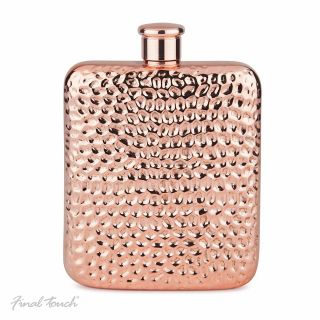 Final Touch Copper Plated Luxe Drinking Hip Flask With Screw Cap Holds 175ml 6oz