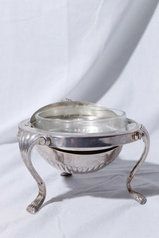 Vtg Rogers Silver Co.  373 Footed Roll Top Lid Covered Butter Dish Or Ashtray