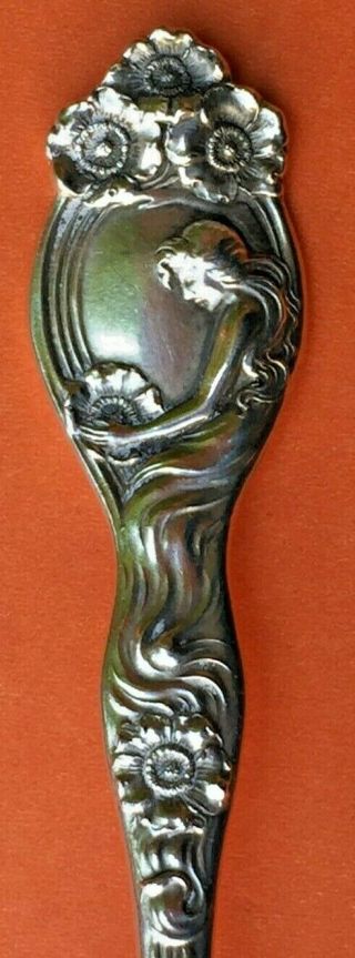 Unger Bros Queen Of The Flowers Art Nuevo Lady Sterling Silver Souvenir Spoon