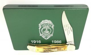 1986 Case Xx Hunter Knife Stag 70th Year Virginia Game Warden 5165 1795 - Lxn