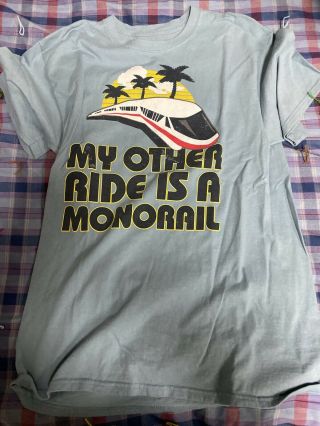 Disney Parks Adult My Other Ride Is A Monorail Blue T - Shirt Size Medium