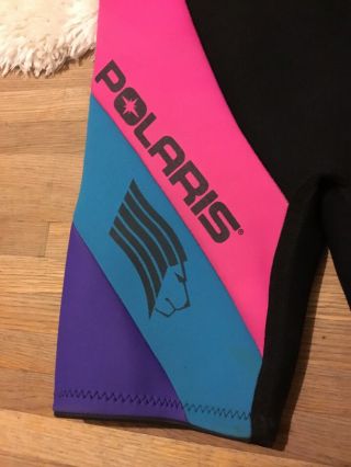 Vintage USA 90s Polaris Wetsuit Size XL Black Pink Teal Lion Logo EUC 3