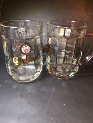 Set Of 2czechvar Brewery Czech Lager.  5l Glass Beer Stein Mug W/handle
