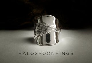 MARTHINSEN STERLING SILVER SPOON RING WITH PEACOCK DETAIL ONLY ONE AVAILABLE 2