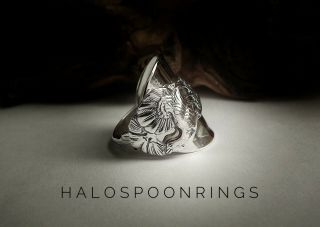 MARTHINSEN STERLING SILVER SPOON RING WITH PEACOCK DETAIL ONLY ONE AVAILABLE 3