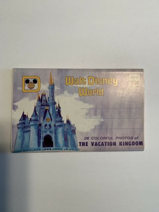 Vintage Walt Disney World Vacation Kingdom 26 Photos Postcard Booklet Souvenir