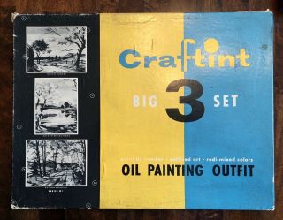 Vintage Paint By Number Kit - Craftint Big 3 - Set Of 3 Panels 12x16