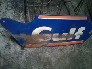 Vintage Gulf Tire Display Rack Metal Sign Winged Design For Tire Display
