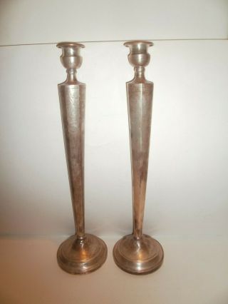 Vintage Sterling Silver Weighted Reinforced No.  014 Candle Holders,  13 1/2” Tall