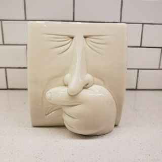 Vintage Fitz & Floyd Sneeze Ceramic Tissue Box Cover - Sneezing Face