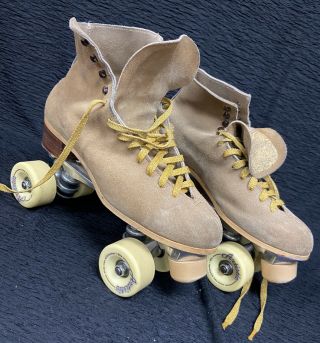 Vintage Sure Grip X7 L Suede Leather Roller Skates Men’s Artistic Bones Wheels