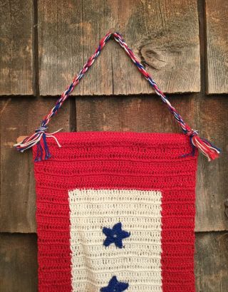 Vintage WW2 Son In Service Home Front 2 Star Crochet Window Flag Banner 3