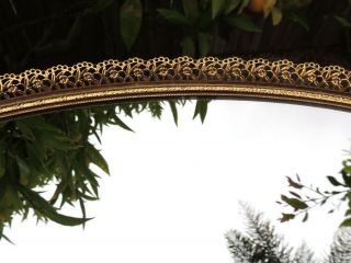 Vintage Matson Gold Ormolu Vanity Tray Wall Mirror Basket of Flowers 18.  5 