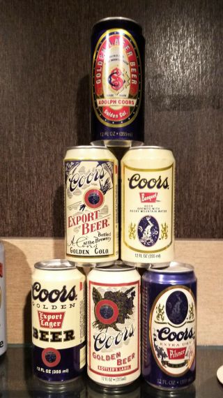 6 Different Cans Of Coors Historical Series Set Aluminum Flat Top Beer Cans Co