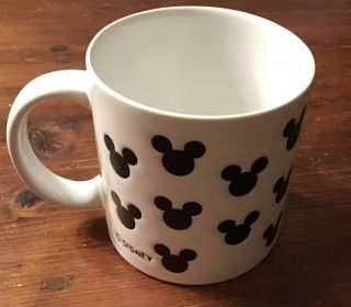 Vintage Disney Black & White Mickey Mouse Silhouette Ears Logo Coffee Mug Cup