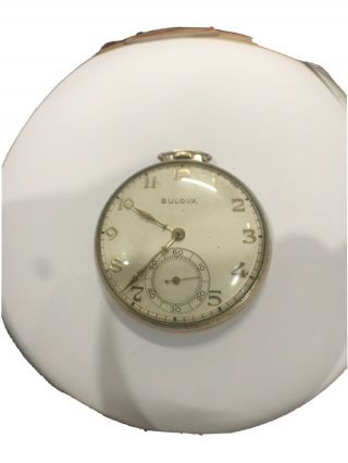 Vintage Bulova Pocket Watch 17 Jewel,  10 K Gold Plate - Running