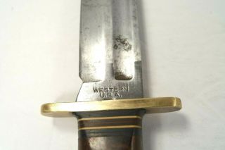 Vintage Western USA W46 - 8 Wood Fixed Blade Knife Some Pitting/Wear No Sheath 3