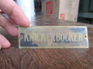 Vintage Knickerbocker Brass Tag Sign Small Rare Emblem Advertising