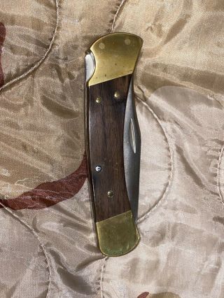 Vintage Buck 110 Folding Knife w Sheath,  U.  S.  A.  3 Dot 1980 - 1981 3