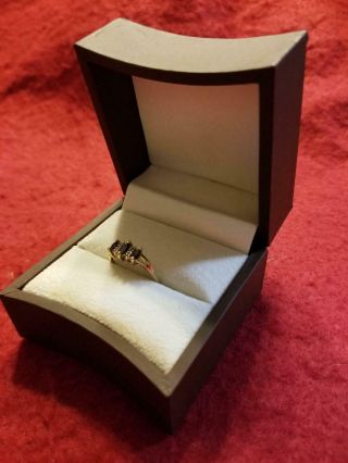 VINTAGE 14kt SOLID GOLD BLUE GARNET AND DIAMOND RING circa 1950 ' s - 1960 ' s 2