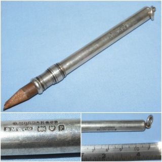 1910 Antique Sampson Mordan & Co Propelling Draftsmans Pencil Silver - 100 Mm