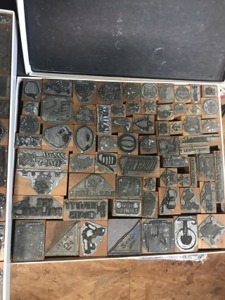 Variety Box Of Letterpress Printing Printer Block Press Stamp Vintage Wood Metal