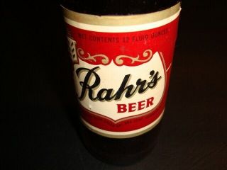 Circa 1950s Rahr’s Labeled Beer Bottle W/neck & Crown,  Oshkosh,  Wisconsin