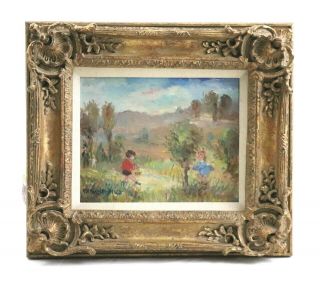 Vtg French Impressionist Oil Painting Christie Milo In Ornate Gilt Wood Frame