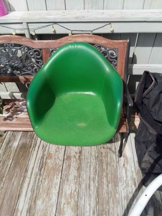 Green Vintage Eames Herman Miller Padded Fiberglass Shell Chair