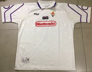 Vtg 1997 - 1998 Acf Fila Fiorentina Nintendo Sz Xl Soccer Football Jersey Shirt
