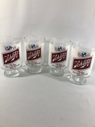 Vintage Schlitz Beer Glasses Mugs Set Of 4 32oz