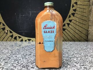 Early Vintage Buick Glaze Cleaner Auto Gas Oil Car Wax Glass Advertising Bottle