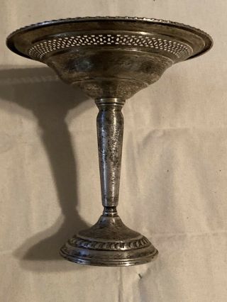 Vintage Columbia Sterling Silver Compote Tall Pierced Weighted Compote 269g