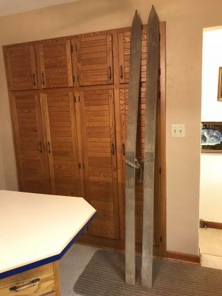 Vintage Wooden Skis 90 Inches Long