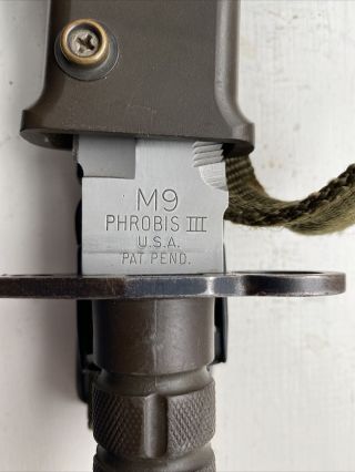 M9 Phrobis Iii Combat Knife Bayonet And Green Sheath Patent Pending