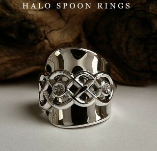 Spoon Ring Norwegian Ringebu Solid Silver Spoon Ring With Celtic Knot Detail